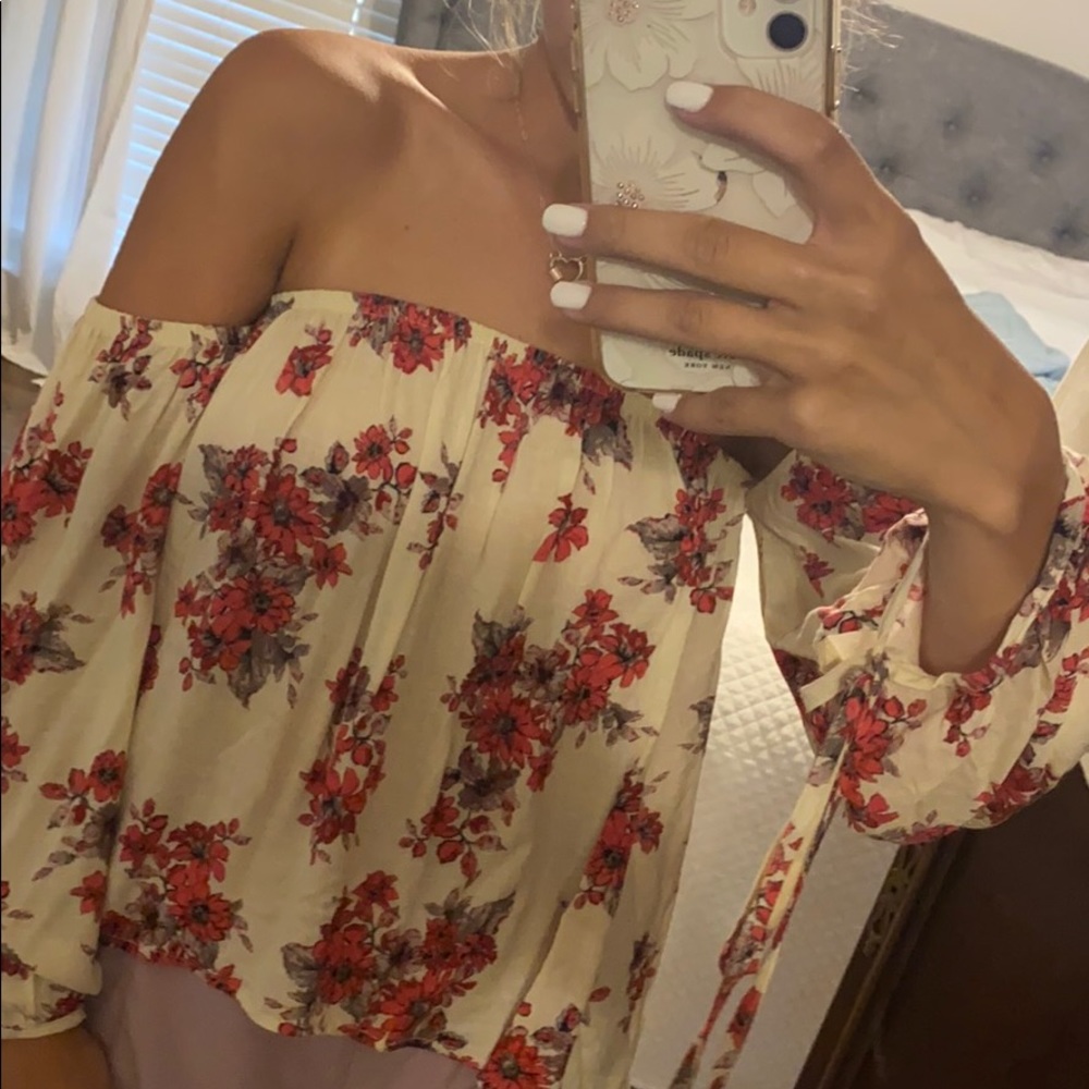 Cute flower off the shoulder top